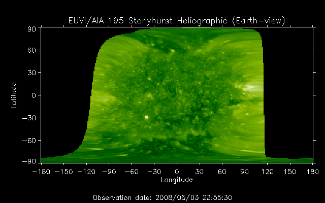 EUVI 195 heliographic map