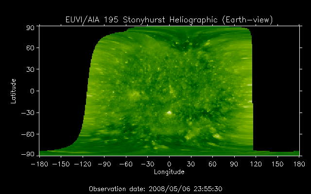 EUVI 195 heliographic map