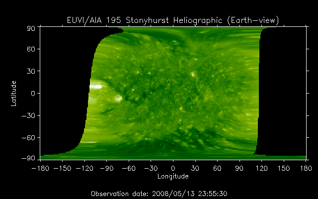 EUVI 195 heliographic map