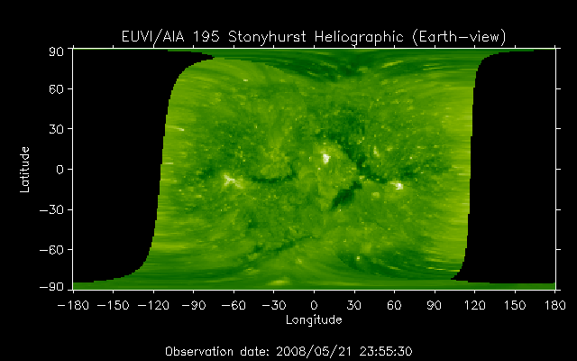 EUVI 195 heliographic map