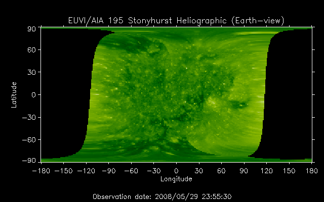 EUVI 195 heliographic map