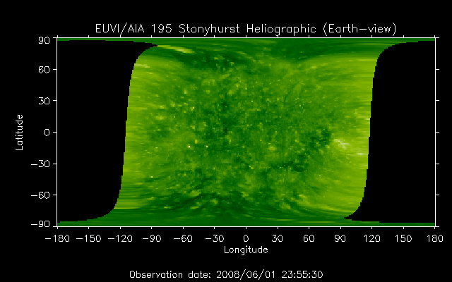 EUVI 195 heliographic map