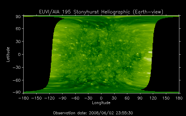 EUVI 195 heliographic map