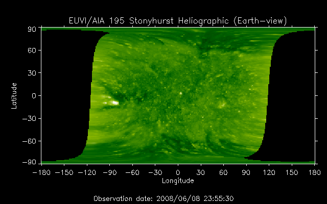 EUVI 195 heliographic map