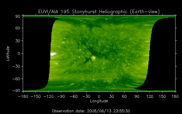 EUVI 195 heliographic map