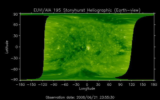 EUVI 195 heliographic map