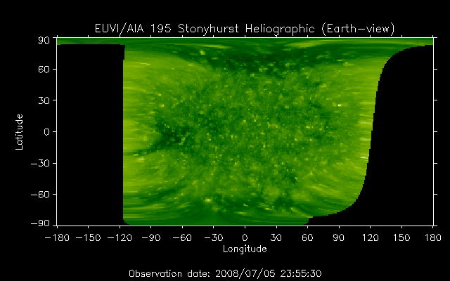 EUVI 195 heliographic map