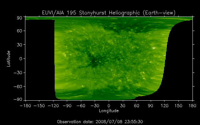 EUVI 195 heliographic map