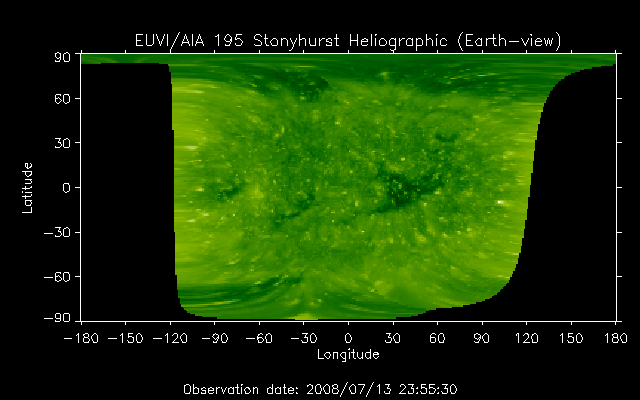 EUVI 195 heliographic map