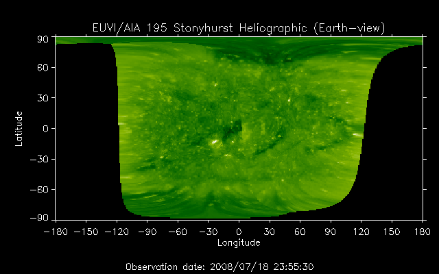 EUVI 195 heliographic map