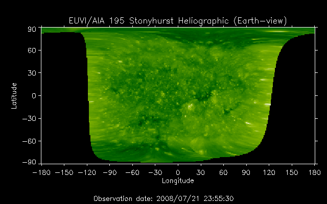EUVI 195 heliographic map