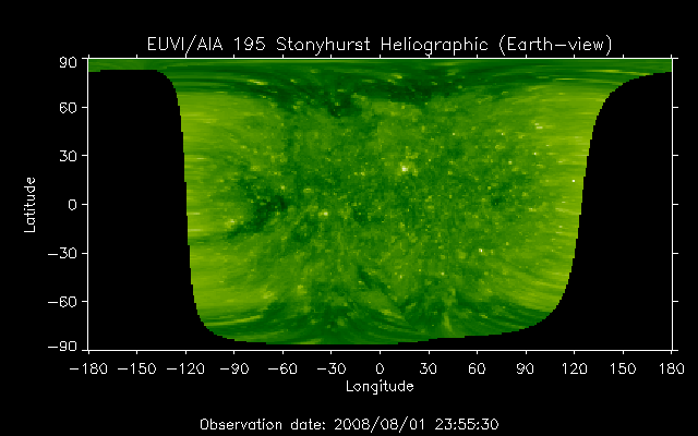 EUVI 195 heliographic map