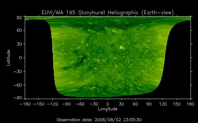 EUVI 195 heliographic map