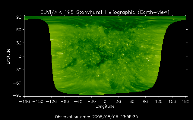 EUVI 195 heliographic map