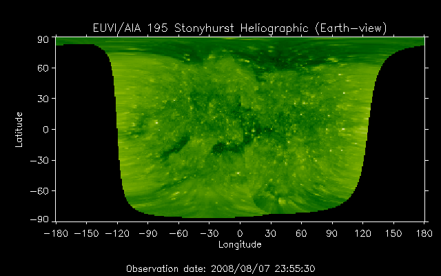 EUVI 195 heliographic map