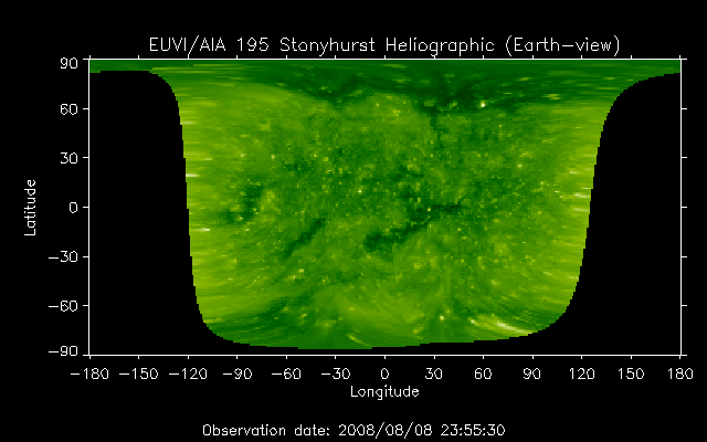 EUVI 195 heliographic map
