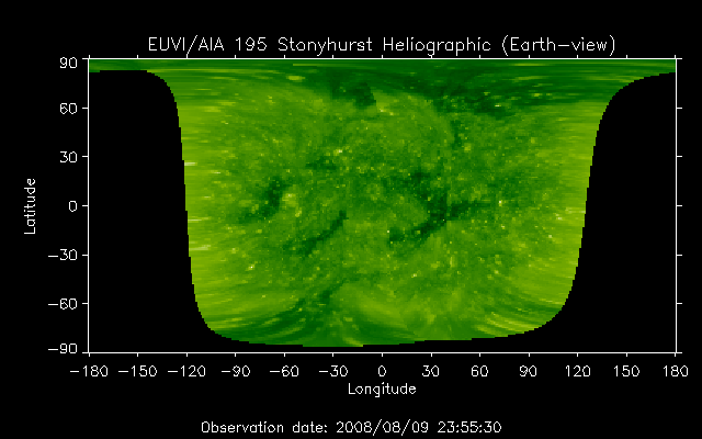 EUVI 195 heliographic map