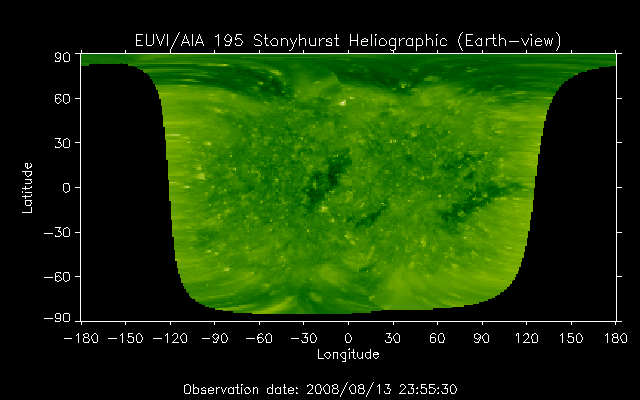 EUVI 195 heliographic map