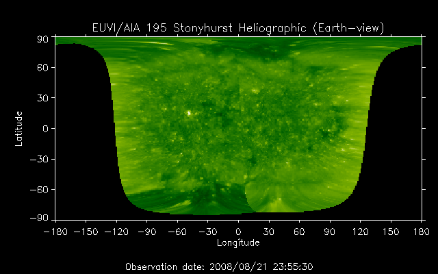EUVI 195 heliographic map