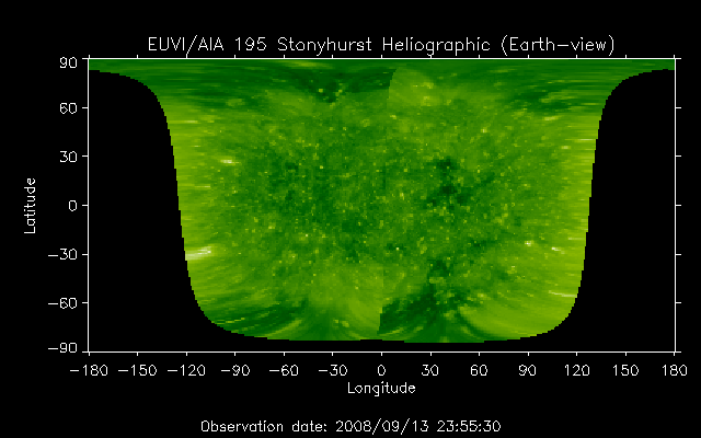 EUVI 195 heliographic map