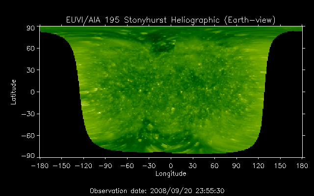 EUVI 195 heliographic map