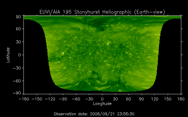EUVI 195 heliographic map