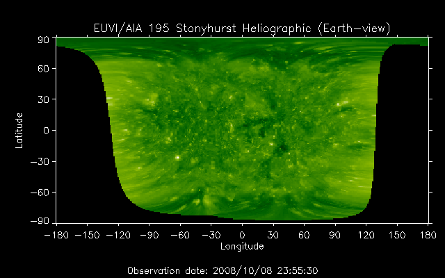 EUVI 195 heliographic map
