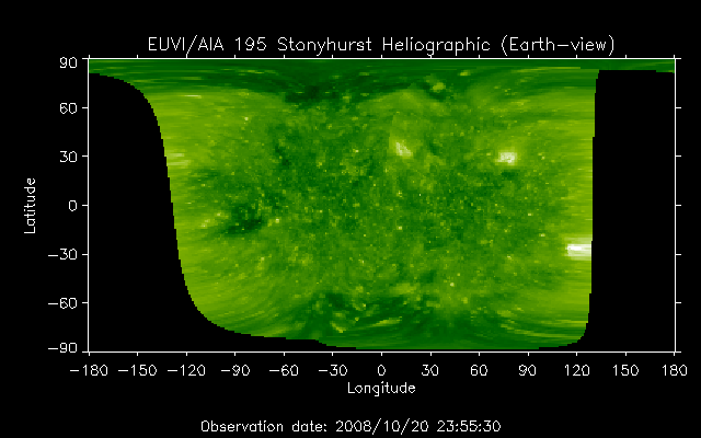 EUVI 195 heliographic map