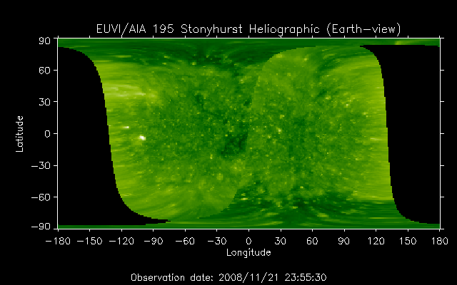 EUVI 195 heliographic map