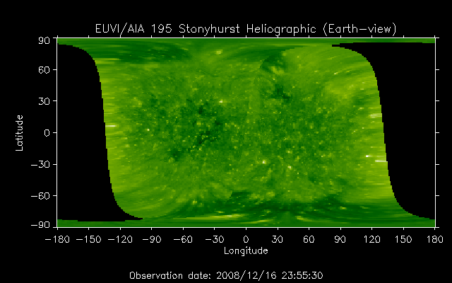EUVI 195 heliographic map