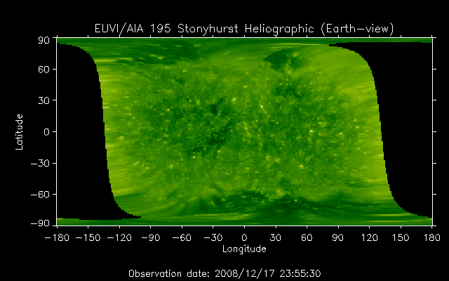 EUVI 195 heliographic map