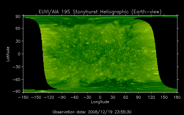 EUVI 195 heliographic map