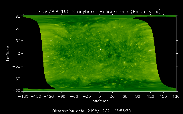 EUVI 195 heliographic map