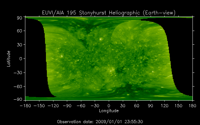 EUVI 195 heliographic map