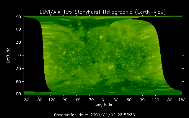EUVI 195 heliographic map