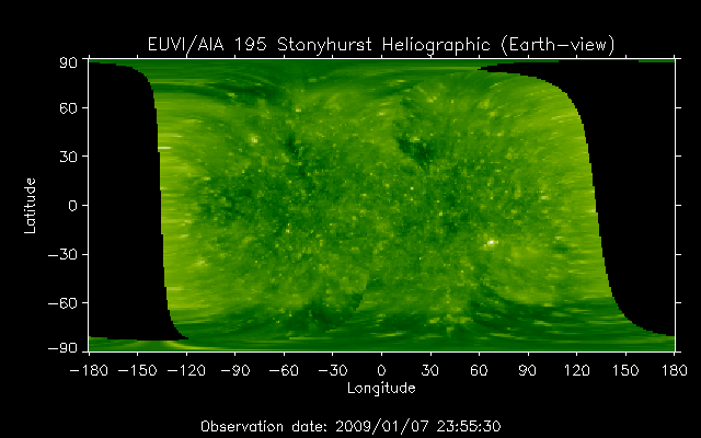 EUVI 195 heliographic map