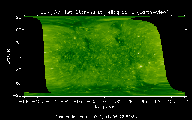 EUVI 195 heliographic map