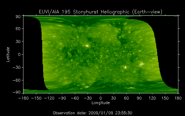 EUVI 195 heliographic map