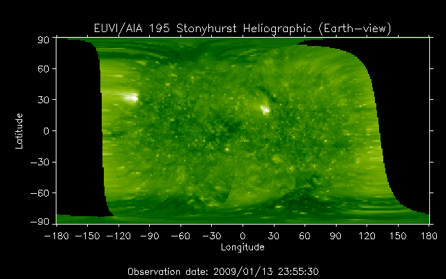 EUVI 195 heliographic map