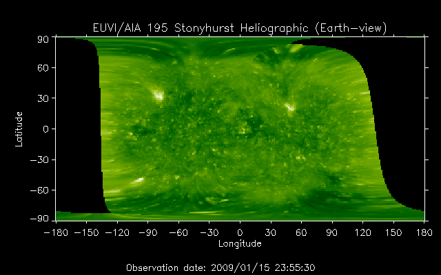 EUVI 195 heliographic map