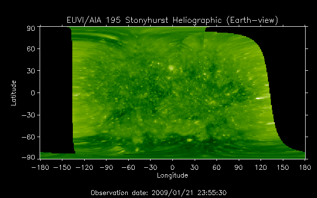 EUVI 195 heliographic map