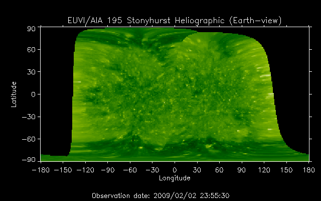 EUVI 195 heliographic map
