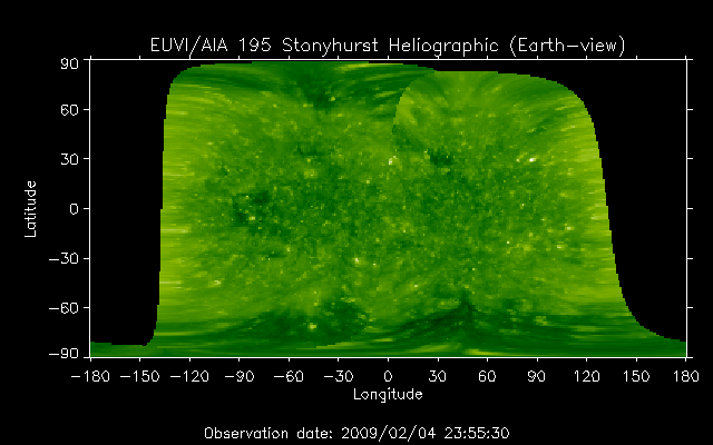 EUVI 195 heliographic map