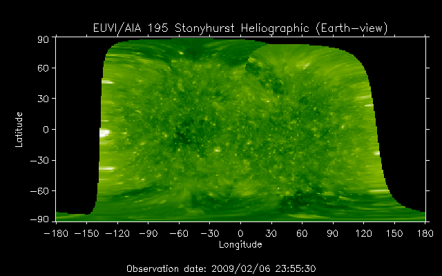EUVI 195 heliographic map