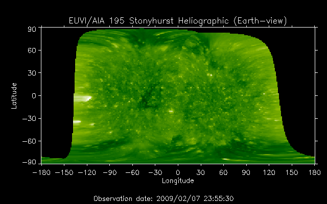 EUVI 195 heliographic map