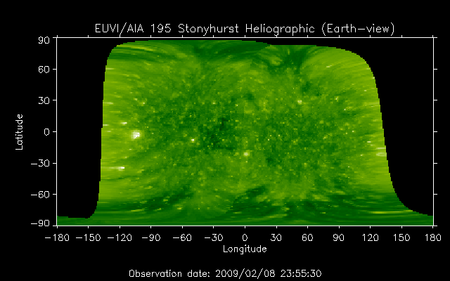 EUVI 195 heliographic map