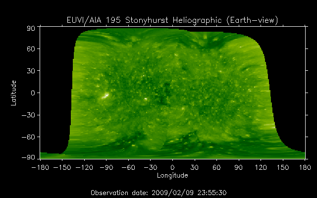 EUVI 195 heliographic map