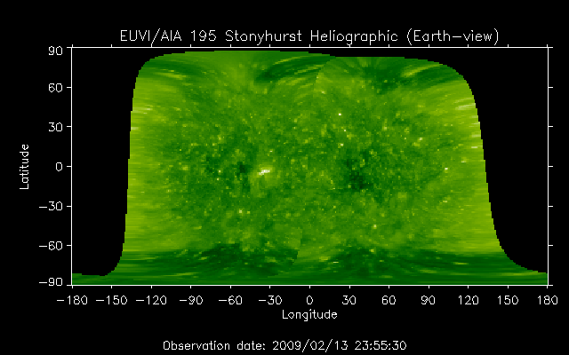 EUVI 195 heliographic map