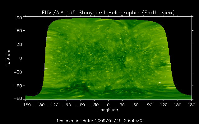 EUVI 195 heliographic map