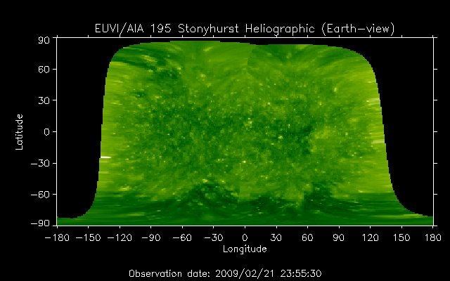 EUVI 195 heliographic map